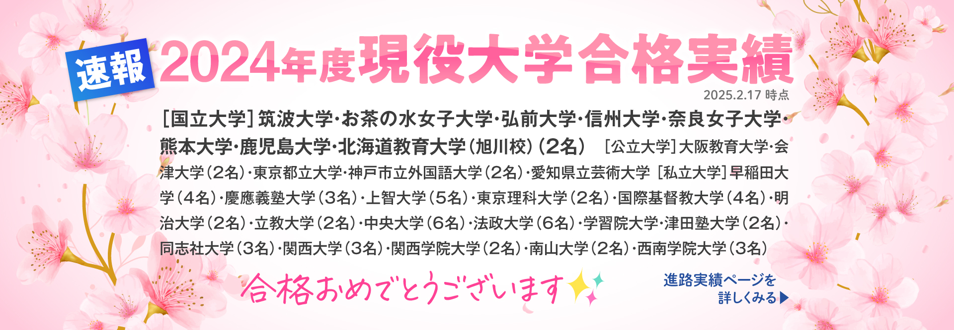 通信制高校クラーク国際の大学入試 合格速報